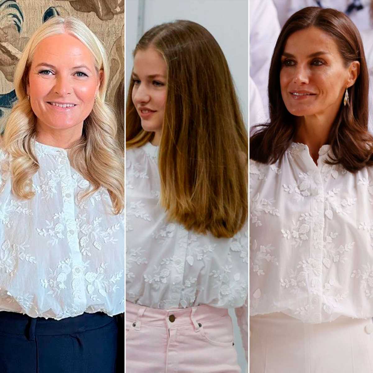 Copia la blusa que comparten Mette-Marit, la reina Letizia y la princesa Leonor