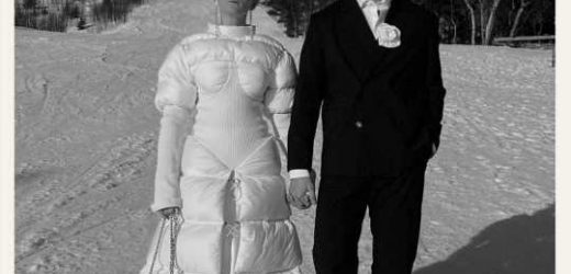 La novia nórdica con el vestido acolchado de nieve más original